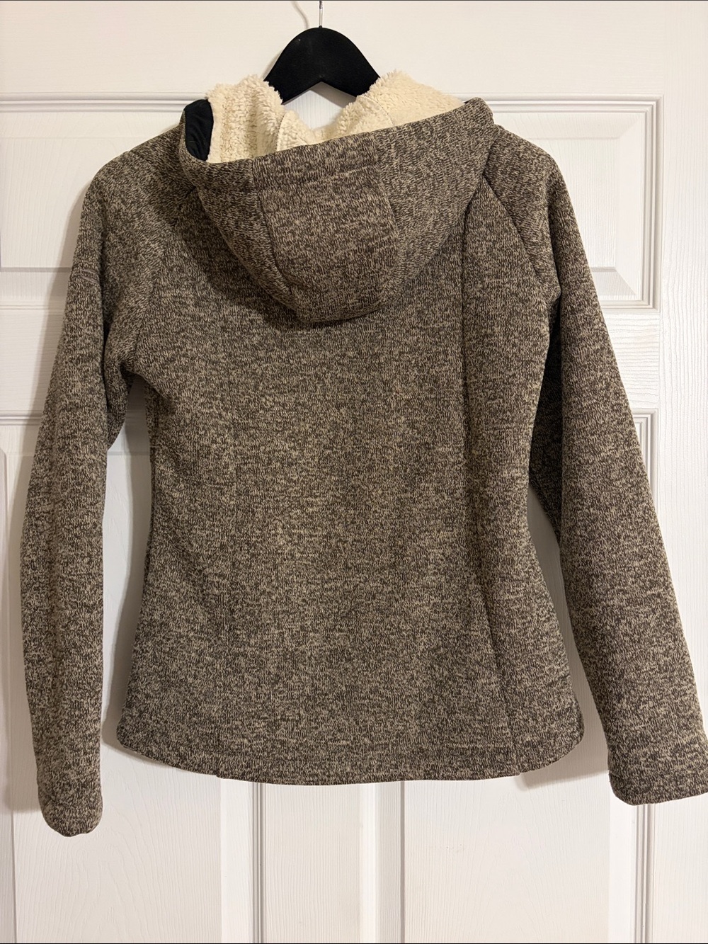 Eider France Sherpa Lined Full Zip Knit Sweater Jacket Heathered Brown - Picture 3 of 6